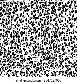 Abstract Hand Drawing Leopard Cheetah Seamless Endless Animal Skin Vector Pattern Isolated Background