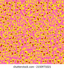Abstract Hand Drawing Leopard Cheetah Seamless Endless Animal Skin Vector Pattern Isolated Background