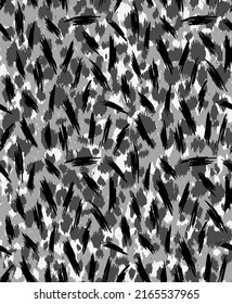 Abstract Hand Drawing Leopard Cheetah Animal Skin Brush Strokes Seamless Vector Pattern Isolated Background
