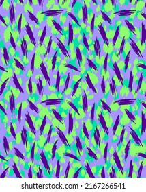 Abstract Hand Drawing Leopard Cheetah Animal Skin Brush Strokes Seamless Vector Pattern Isolated Background