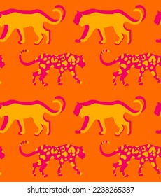 Resumen Mano Dibujar Leopardo Chetah Panther Animales Silhouettes Patrón Vector sin Marea Fondo Aislado 