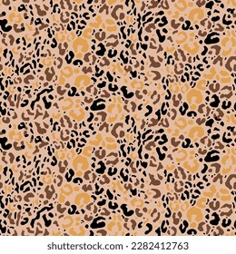 Abstract Hand Drawing Leopard Cheetah Jaguar Animal Skin Seamless Vector Pattern Isolated Background