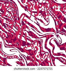 Abstrakte handgezeichnete Leopardenhaut und flauschige Zebra-Streifen Nahtloses Vektormuster, isolierter Hintergrund