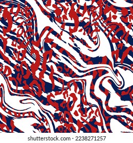 Abstract Hand Drawing Leopard Skin and Marble Liquid Zebra Stripes Seamless Vector Pattern Isolated Background