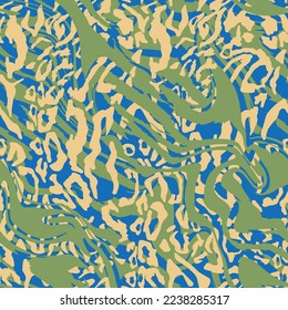 Piel de leopardo de mano abstracta y rayas de cebra líquidas de mármol patrón vectorial sin soldadura fondo aislado