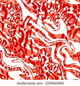 Piel de leopardo de mano abstracta y rayas de cebra líquidas de mármol patrón vectorial sin soldadura fondo aislado
