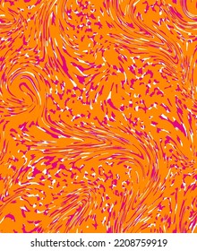 Abstract Hand Drawing Liquid Fluid Wavy Swirl Marbling Leopard Cheetah Animal Skin Seamless Vector Pattern Isolated Background