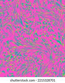 Abstract Hand Drawing Liquid Fluid Wavy Swirl Marbling Leopard Cheetah Animal Skin Seamless Vector Pattern Isolated Background