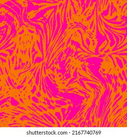 Abstract Hand Drawing Liquid Wavy Zebra Tiger Animal Skin Seamless Vector Pattern Isolated Background