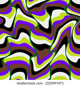 Abstract Hand Drawing Liquid Wavy Stripes Seamless Pop Art Vector Pattern Isolated Background  