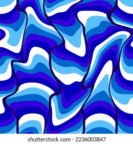 Abstract Hand Drawing Liquid Wavy Stripes Seamless Pop Art Vector Pattern Isolated Background  
