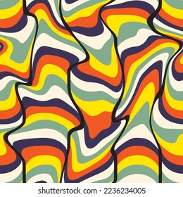 Abstracto Dibujo Mano Liquido Tiras Onduladas Sin Mareo Patrón Vector De Arte Pop Isolado Fondo Aislado  