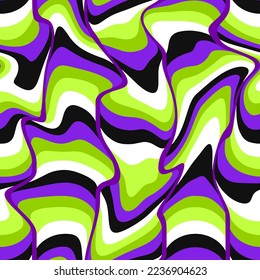 Abstract Hand Drawing Liquid Wavy Stripes Seamless Pop Art Vector Pattern Isolated Background  