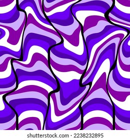 Abstract Hand Drawing Liquid Wavy Stripes Seamless Pop Art Vector Pattern Isolated Background  