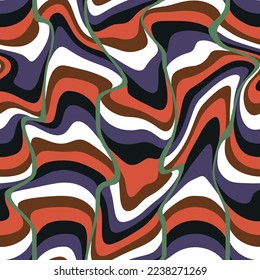 Abstract Hand Drawing Liquid Wavy Stripes Seamless Pop Art Vector Pattern Isolated Background  