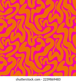 Abstract Hand Drawing Liquid Wavy Brush Strokes Seamless Vector Pattern Isolated Background