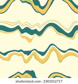 Abstract Hand Drawing Liquid Wavy Horizontal Stripes Lines Seamless Vector Pattern Isolated Background