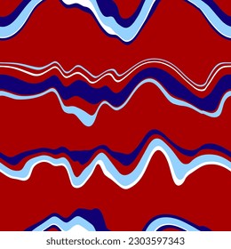 Abstract Hand Drawing Liquid Wavy Horizontal Stripes Lines Seamless Vector Pattern Isolated Background