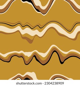 Abstract Hand Drawing Liquid Wavy Horizontal Stripes Lines Seamless Vector Pattern Isolated Background