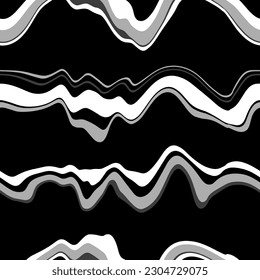 Abstract Hand Drawing Liquid Wavy Horizontal Stripes Lines Seamless Vector Pattern Isolated Background
