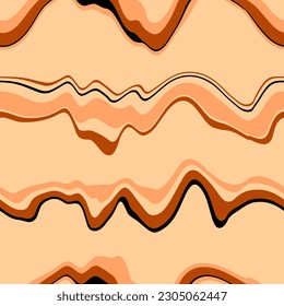 Abstract Hand Drawing Liquid Wavy Horizontal Stripes Lines Seamless Vector Pattern Isolated Background