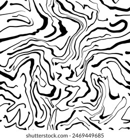 Abstract Hand Drawing Liquid Wavy Zebra Tiger Animal Skin Seamless Vector Pattern Isolated Background	
