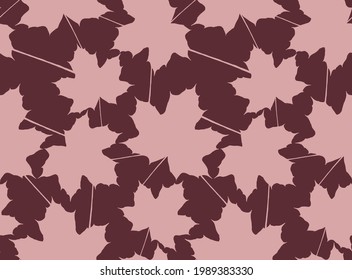 Abstract Hand Drawing Maple Leaves Seamless Vector Pattern Isolated Background