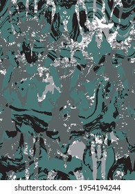 Abstract Hand Drawing Marble Geometric Waves Camouflage Shapes Repeating Vector Pattern Textured Background