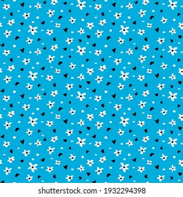 Dibujo manual abstracto Mini corazones de margarita y puntos patrón vectorial sin soldadura fondo aislado