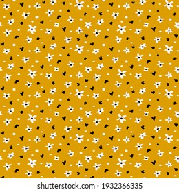 Dibujo manual abstracto Mini corazones de margarita y puntos patrón vectorial sin soldadura fondo aislado