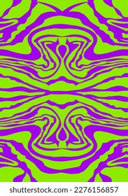 Abstract Hand Drawing Mirrored Symmetric Zebra Tiger Stripes Seamless Vector Pattern Isolated Background