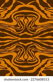 Abstract Hand Drawing Mirrored Symmetric Zebra Tiger Stripes Seamless Vector Pattern Isolated Background