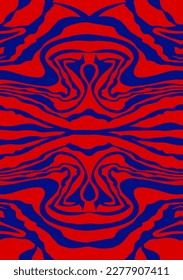 Abstract Hand Drawing Mirrored Symmetric Zebra Tiger Stripes Seamless Vector Pattern Isolated Background