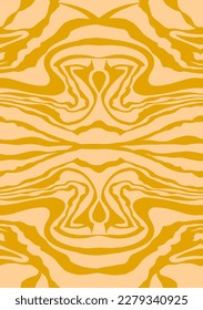 Abstract Hand Drawing Mirrored Symmetric Zebra Tiger Stripes Seamless Vector Pattern Isolated Background