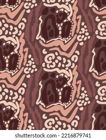Abstract Hand Drawing Mix Leopard Cheetah Skin Shapes Zebra Tiger Stripes Repeating Vector Pattern Isolated Background