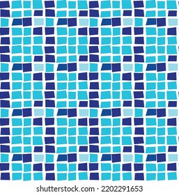 Abstract Hand Drawing Mosaic Grid Squares Cubes Blocks Seamless Vector Pattern Isolated Background