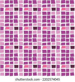 Abstract Hand Drawing Mosaic Grid Squares Cubes Blocks Seamless Vector Pattern Isolated Background