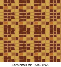 Abstract Hand Drawing Mosaic Grid Squares Cubes Blocks Seamless Vector Pattern Isolated Background