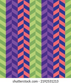 Abstract Hand Drawing Multi Color Herringbone Zigzag Stripes Seamless Vector Pattern Isolated Background