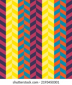 Dibujo manual abstracto de varios colores Herringbone Zigzag Stripes Vector sin soldadura Patrón fondo aislado
