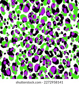 Abstract Hand Drawing Multi Color Leopard Cheetah Jaguar Animal Skin Seamless Vector Pattern Isolated Background 