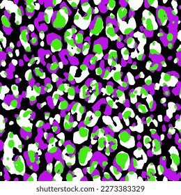 Abstract Hand Drawing Multi Color Leopard Cheetah Jaguar Animal Skin Seamless Vector Pattern Isolated Background 