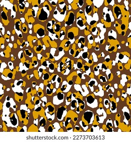 Abstract Hand Drawing Multi Color Leopard Cheetah Jaguar Animal Skin Seamless Vector Pattern Isolated Background 