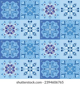 Abstract Hand Drawing Multi Colored Italian Tile Baroque Damask Checkered Ceramic Ethnic Traditional Bohemian Patchwork Geometric Floral Shapes Seamless Textile Vector Pattern Isolated Background