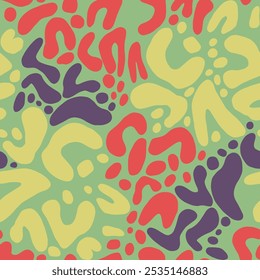 Abstract Hand Drawing Multi Colored Leopard Cheetah Seamless Animal Skin Vector Pattern Isolated Background