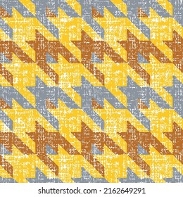 Abstract Hand Drawing Old Effect Hounds Tooth Seamless Vector Pattern Geometric Background 