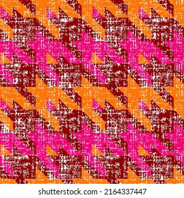 Abstract Hand Drawing Old Effect Hounds Tooth Seamless Vector Pattern Geometric Background 