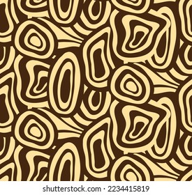 Abstract Hand Drawing Optical Geometric Swirls Stripes Lines Brush Strokes Two Colors Seamless Vector Pattern Isolated Background