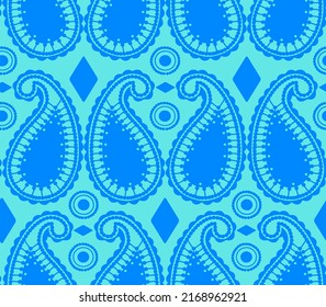 Abstract Hand Drawing Oriental Paisleys Ethnic Geometric Shapes Seamless Vector Pattern Isolated Background