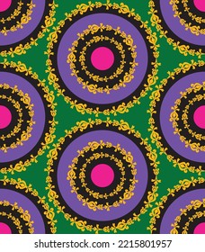 Abstract Hand Drawing Ornamental Baroque Floral Circles Seamless Mandala Art Deco Vector Pattern Isolated Background 